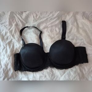 Deesse Lingerie Black Lace Bra Size 42B Convertible Straps Or Strapless